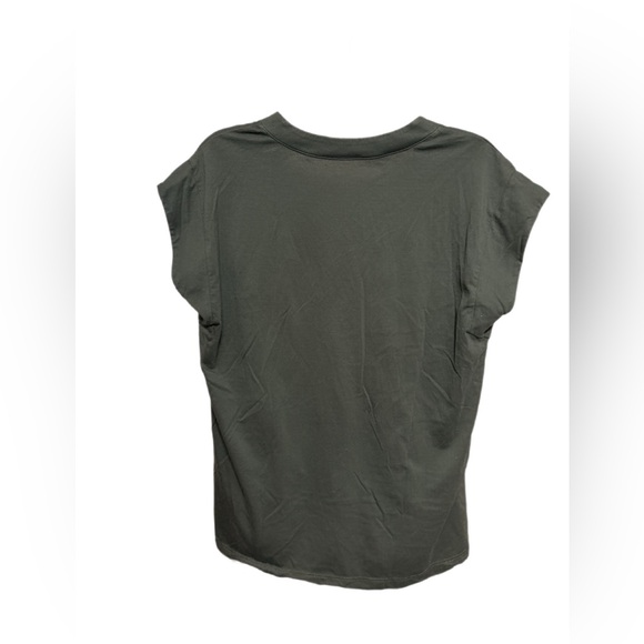 Like New-  Frame Denim Le Mid Rise V Neck Tee Women's Olive top size Small - Picture 3 of 5